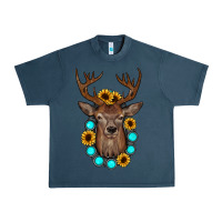 Midnight Navy deer gemstone sunflower Urban Heavy Tee - JahusDesignShop