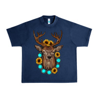 Navy deer gemstone sunflower Urban Heavy Tee - JahusDesignShop