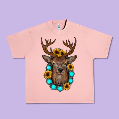 Deer Gemstone Sunflower Urban Heavy Tee Designed By Jahusdesignshop