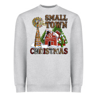 Heather Grey small town christmas with barn and cactus Heavyweight Sweatshirt - AdoDesignShop