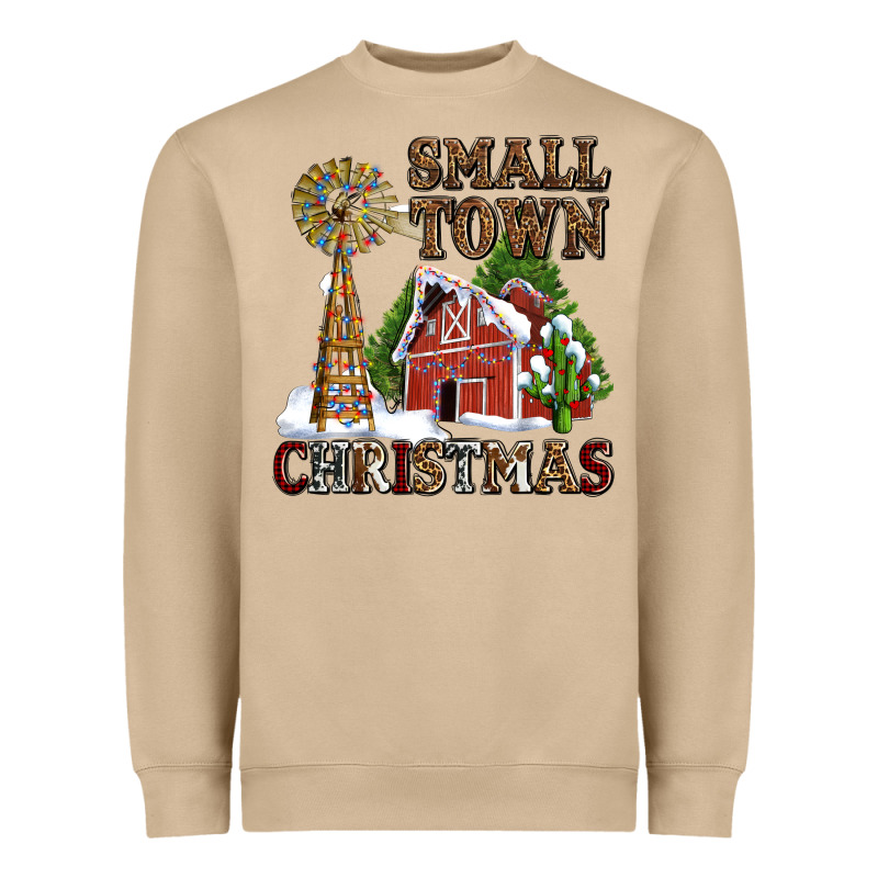 Small Town Christmas With Barn And Cactus Heavyweight Sweatshirt by AdoDesignShop | Teevron
