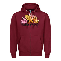 Burgundy hello spring Zipper Hoodie - MaliasSmallBusiness