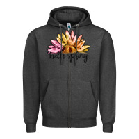 Charcoal Heather hello spring Zipper Hoodie - MaliasSmallBusiness