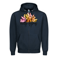 Navy hello spring Zipper Hoodie - MaliasSmallBusiness