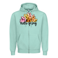 Seafoam hello spring Zipper Hoodie - MaliasSmallBusiness