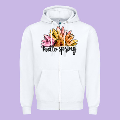 Hello Spring Zipper Hoodie Designed By Maliassmallbusiness