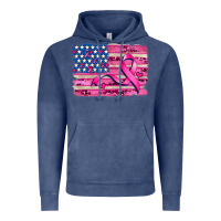 Vintage Denim american flag and  cancer ribbon pattern Vintage Hoodie - AdoDesignShop