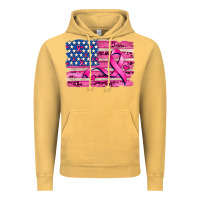 Vintage Mustard american flag and  cancer ribbon pattern Vintage Hoodie - AdoDesignShop