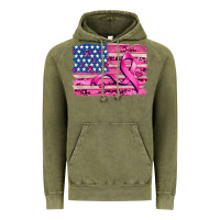 Vintage Olive american flag and  cancer ribbon pattern Vintage Hoodie - AdoDesignShop
