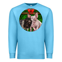 Ocean Blue christmas pig Premium Sweatshirt - LillyAllenDesigns