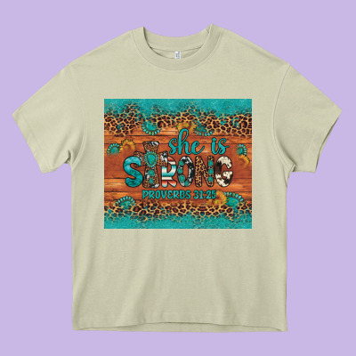 She Is Strong Gemstone Sunflower Leopard Heavy Core Tee Designed By Artiststas