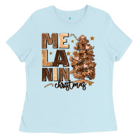 Baby Blue melanin christmas with christmas tree Ladies Tee - MaliasSmallBusiness