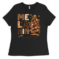 Black melanin christmas with christmas tree Ladies Tee - MaliasSmallBusiness