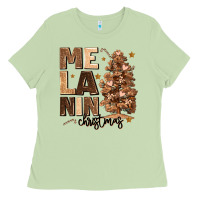 Matcha melanin christmas with christmas tree Ladies Tee - MaliasSmallBusiness