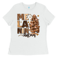 White melanin christmas with christmas tree Ladies Tee - MaliasSmallBusiness