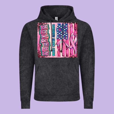 Warrior Breast Cancer And American Flag Vintage Hoodie Designed By Adodesignshop