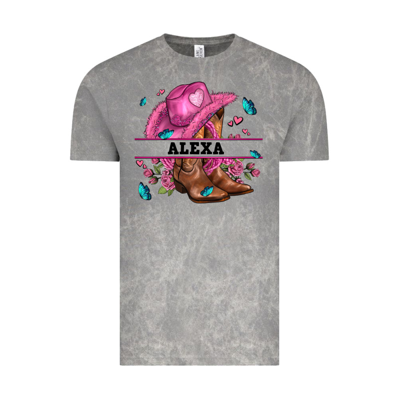 Pink Costom Name Cowgirl Hat And Roses Vintage Tee by AdoDesignShop | Teevron