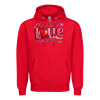 Red teach love inspire valentines day Zipper Hoodie - MaliasSmallBusiness