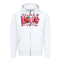 White teach love inspire valentines day Zipper Hoodie - MaliasSmallBusiness