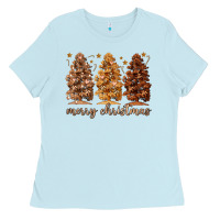 Baby Blue melanin christmas trees Ladies Tee - MaliasSmallBusiness