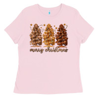 Bubblegum Pink melanin christmas trees Ladies Tee - MaliasSmallBusiness