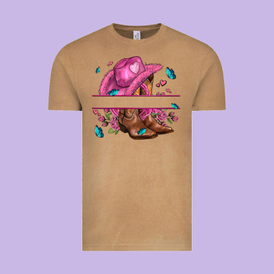 Pink Cowgirl Hat And Roses Vintage Tee Designed By Adodesignshop