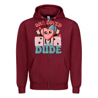Burgundy one loved dude Zipper Hoodie - MaliasSmallBusiness