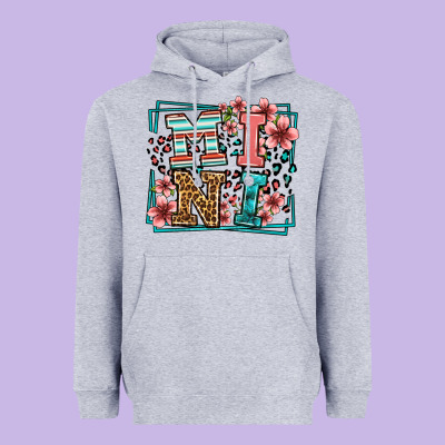 Floral Leopard Frame Mini Heavyweight Hoodie Designed By Lillyallendesigns