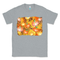 Heather Grey fall pumpkin background Classic Tee - AdoDesignShop