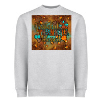 Heather Grey grateful thankful blessed turkey Heavyweight Sweatshirt - JahusDesignShop