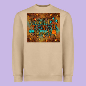 Grateful Thankful Blessed Turkey Heavyweight Sweatshirt Designed By Jahusdesignshop