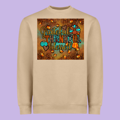 Grateful Thankful Blessed Turkey Heavyweight Sweatshirt Designed By Jahusdesignshop