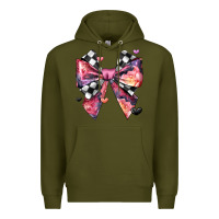 Army Green coquette bow floral checkered pattern Premium Hoodie - JahusDesignShop