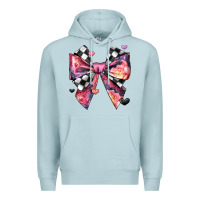 Blue Mist coquette bow floral checkered pattern Premium Hoodie - JahusDesignShop