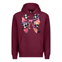 Burgundy coquette bow floral checkered pattern Premium Hoodie - JahusDesignShop