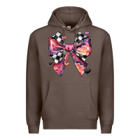 Coffee coquette bow floral checkered pattern Premium Hoodie - JahusDesignShop