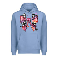 Colony Blue coquette bow floral checkered pattern Premium Hoodie - JahusDesignShop