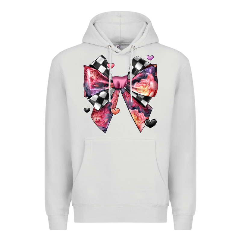 Coquette Bow Floral Checkered Pattern Premium Hoodie by JahusDesignShop | Teevron