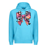 Ocean Blue coquette bow floral checkered pattern Premium Hoodie - JahusDesignShop