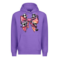 Purple coquette bow floral checkered pattern Premium Hoodie - JahusDesignShop