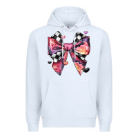 White coquette bow floral checkered pattern Premium Hoodie - JahusDesignShop