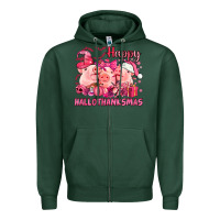 Sports Green Happy Hallothanksmas Pigs pink Zipper Hoodie - NancyCooperArtShop