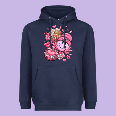 Retro Valentines Day Heavyweight Hoodie Designed By Lillyallendesigns