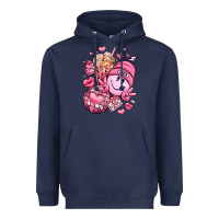 Navy retro valentines day Heavyweight Hoodie - LillyAllenDesigns