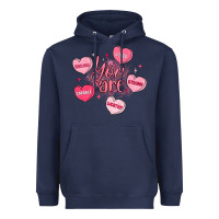 Navy you are enough valentines day Heavyweight Hoodie - LillyAllenDesigns