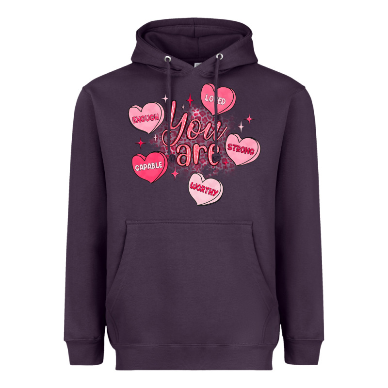 You Are Enough Valentines Day Heavyweight Hoodie by LillyAllenDesigns | Teevron