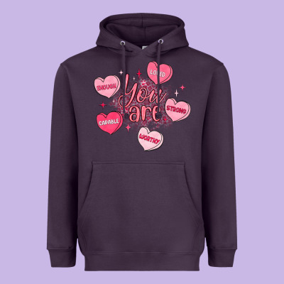 You Are Enough Valentines Day Heavyweight Hoodie Designed By Lillyallendesigns