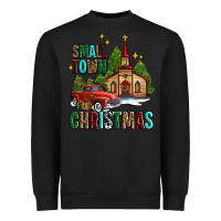 Black small town christmas church western truck Heavyweight Sweatshirt - AdoDesignShop