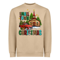 Small Town Christmas Church Western Truck Heavyweight Sweatshirt | Teevron