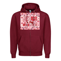 Burgundy jesus is my valentine Zipper Hoodie - MaliasSmallBusiness